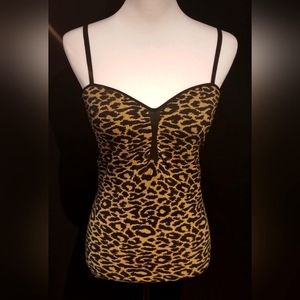 Grass Collections, leopard print spaghetti strap tank. Size: Medium